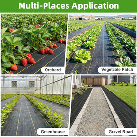 Shade&Beyond tear-resistant weed fabric endures mower traffic and weather.