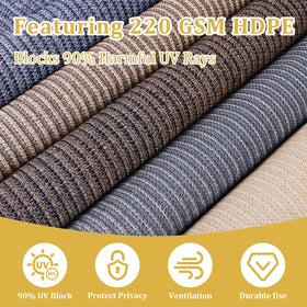 Shade&Beyond 220gsm HDPE fabric blocks UV rays while preserving privacy.