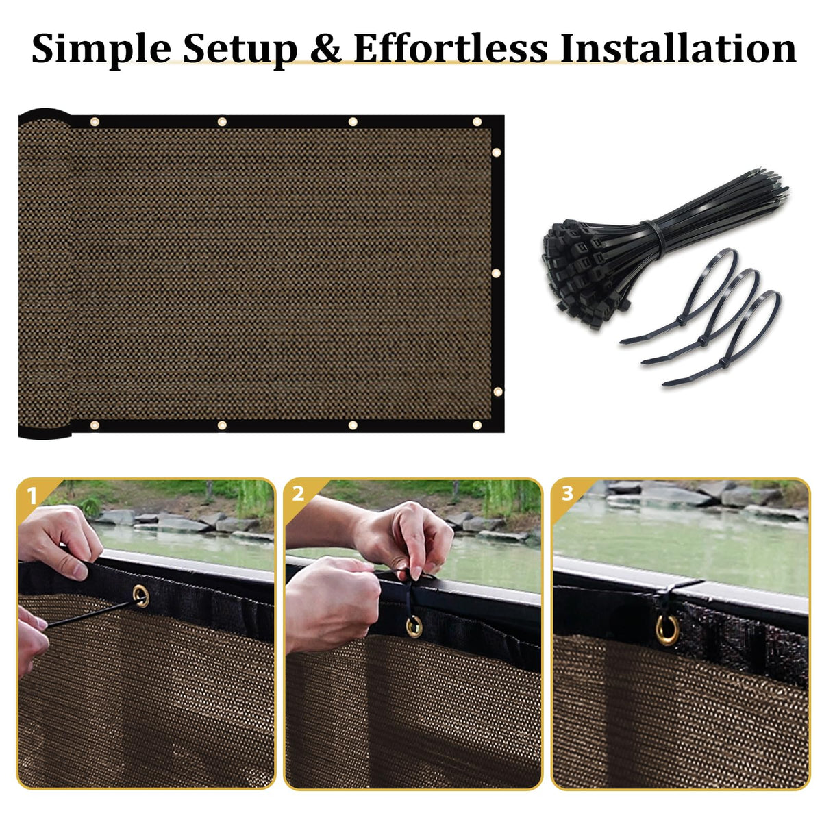 Shade&Beyond privacy screen featuring breathable knit design for patios and balconies