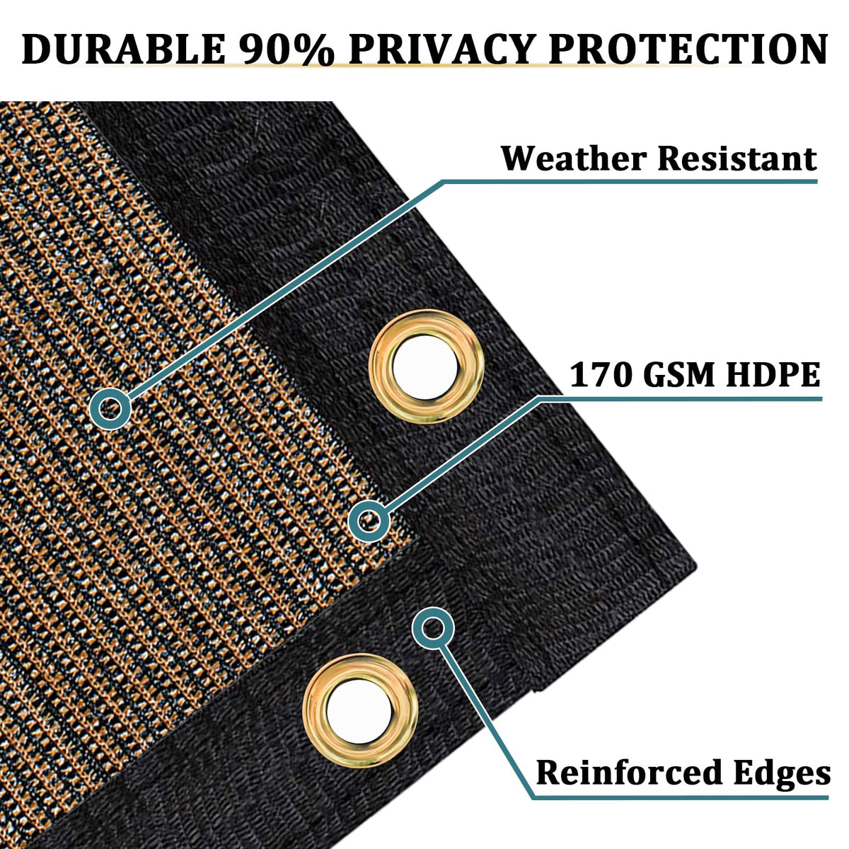 Shade&Beyond privacy screen showing reinforced edging for all-weather durability