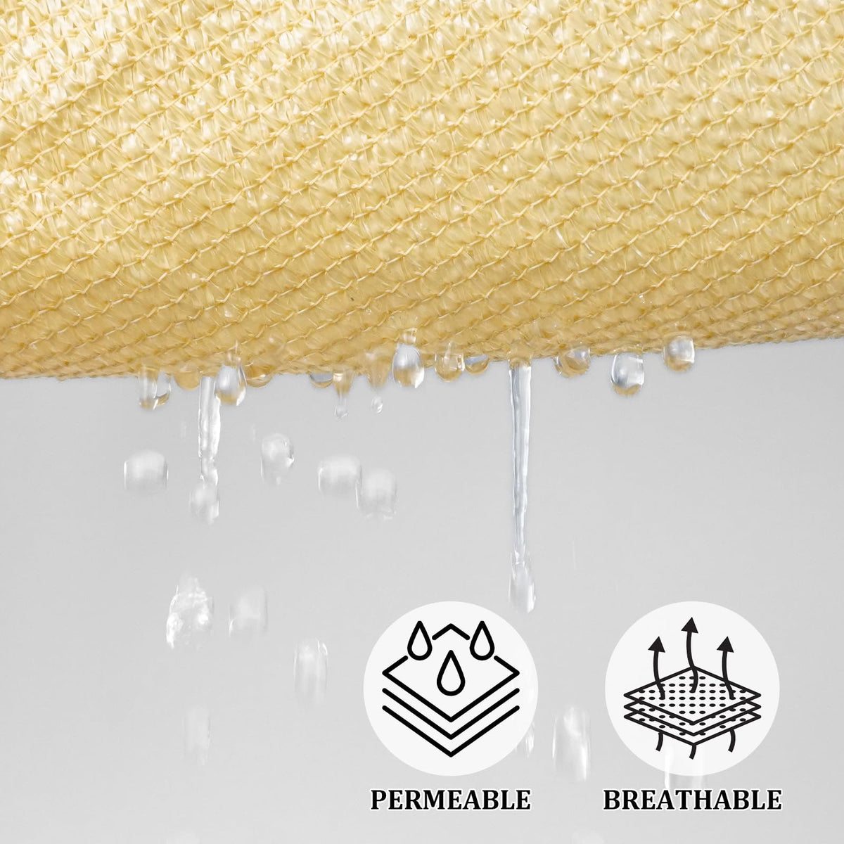 Shade&Beyond sail features curved edges to reduce water pooling.