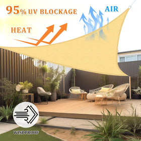 Shade&Beyond triangle sun shade sail close-up of breathable HDPE fabric