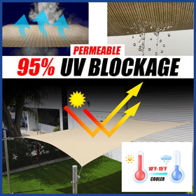 ShadeMart water permeable fabric keeps outdoor spaces cooler and promotes airflow