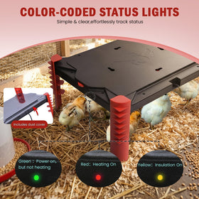 Shaledig 200W heater plate with adjustable height fits varied coop layouts.