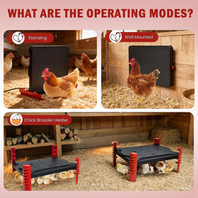 Shaledig 200W brooder plate side view highlights adjustable height for growing chicks.