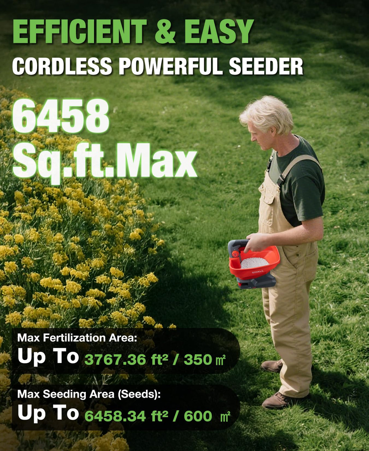 SHALL hopper close-up highlighting 3.3L capacity for extended spraying