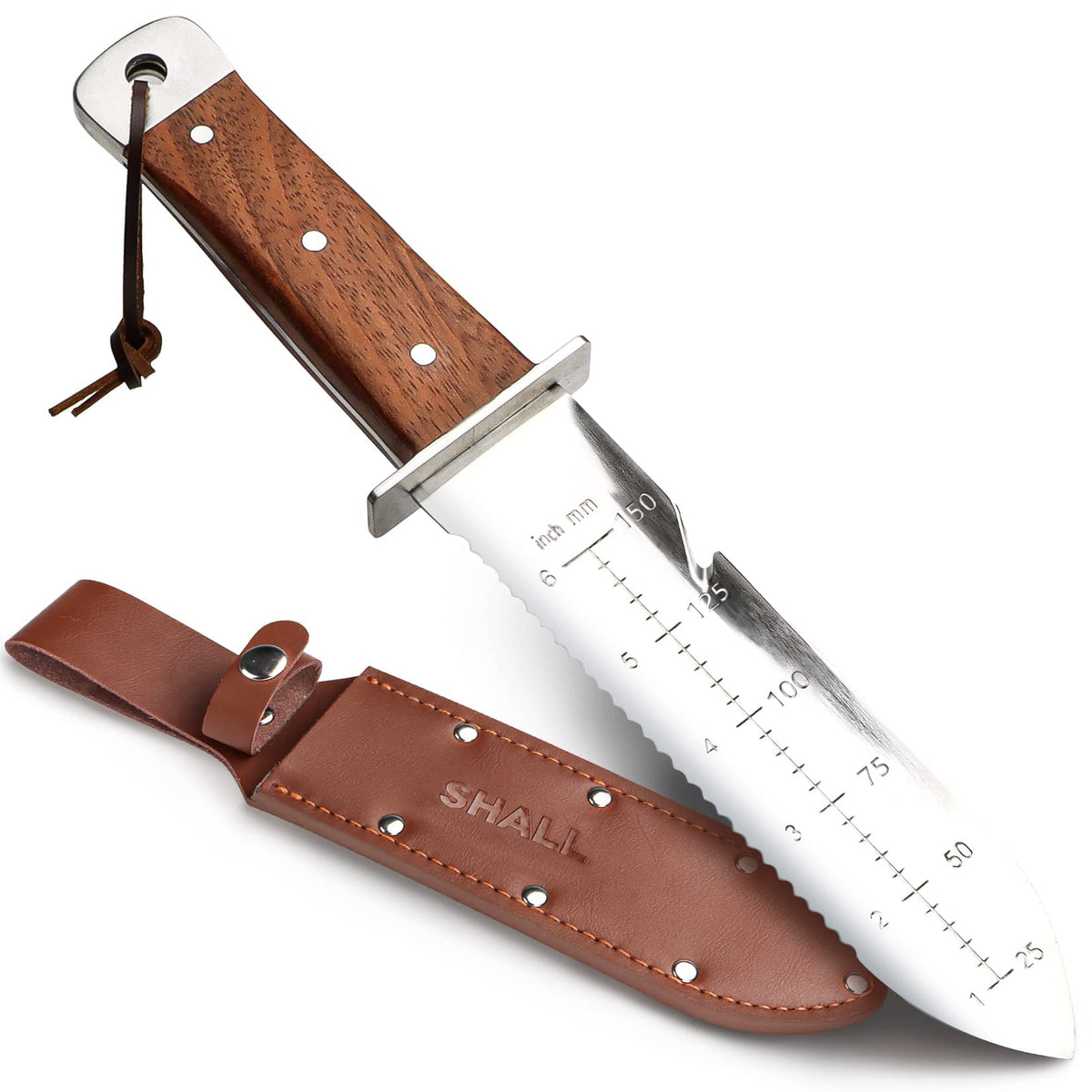 SHALL Hori Hori knife blade for precise digging and pruning tasks.
