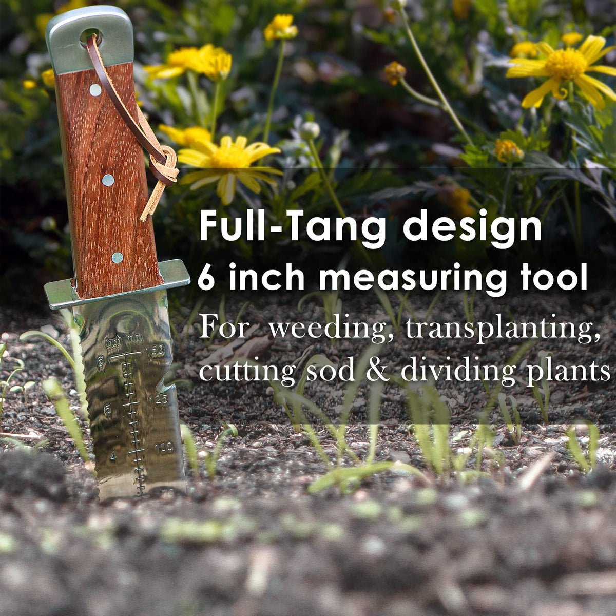 SHALL Hori Hori garden knife stands up to hard soil and roots.