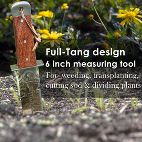 SHALL Hori Hori garden knife stands up to hard soil and roots.