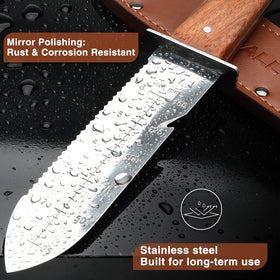 SHALL Hori Hori rope-cutting edge enables quick, clean cuts.