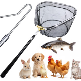 SHANWORN Retractable Poultry Catcher Net with a heavy-duty steel frame for durable farm use.