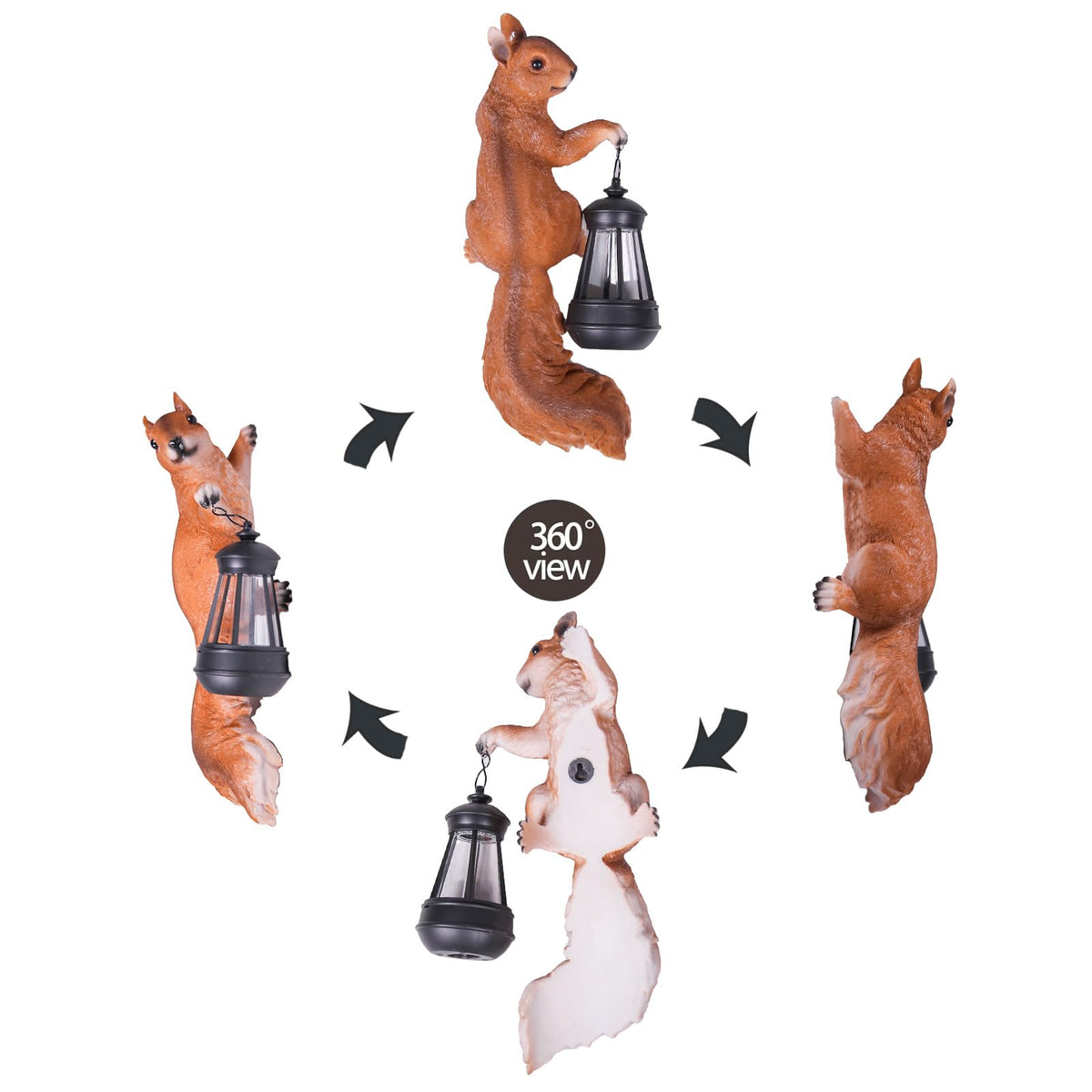 SHAODIE easy-installation squirrel statue attaches to tree trunks or posts