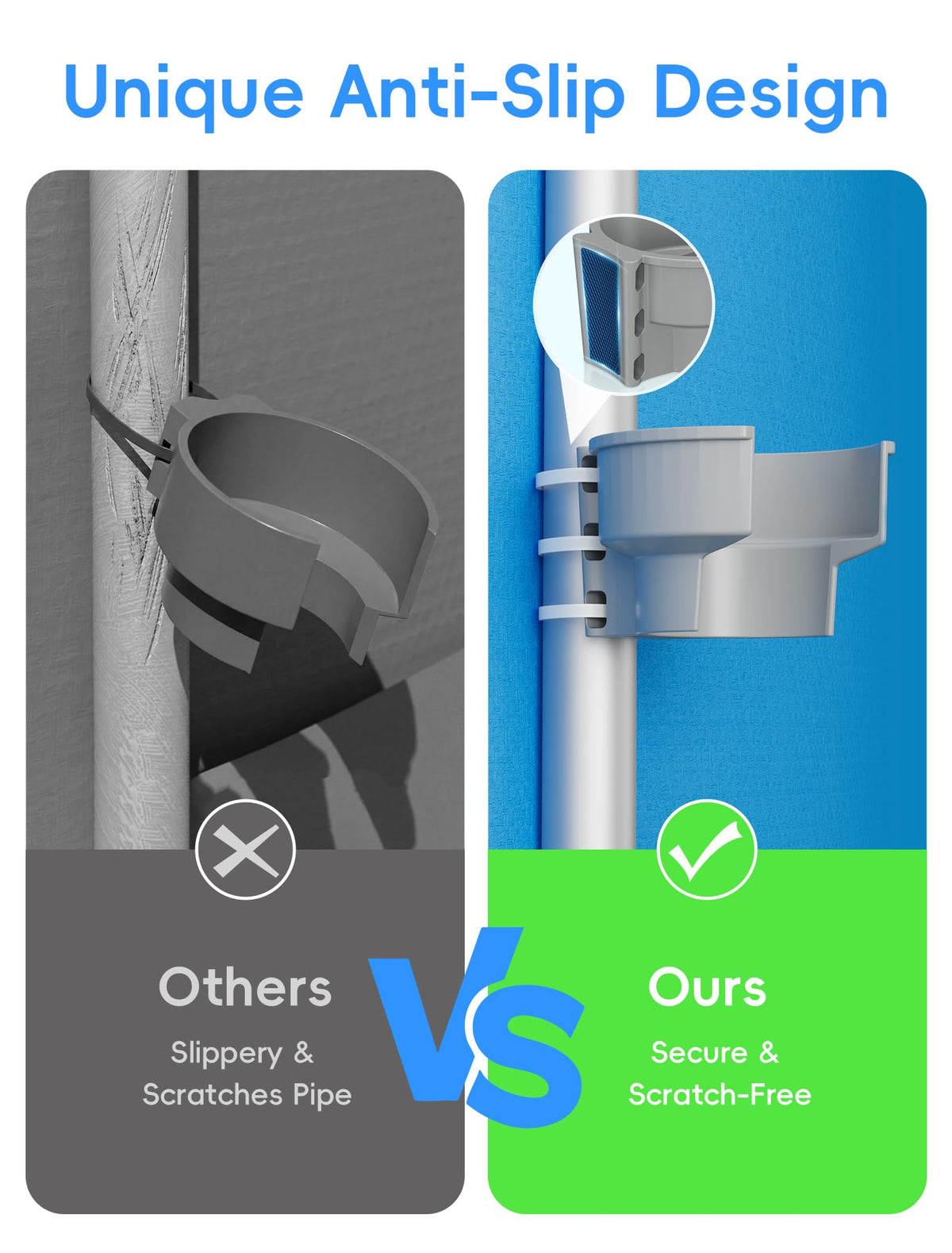 SHAPON heavy-duty zip ties secure the bracket quickly without tools.
