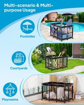 SHAPON outdoor-ready storage supports pools, parties, yards, and more.