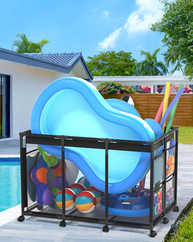 SHAPON rolling bin with lockable wheels keeps items secure.