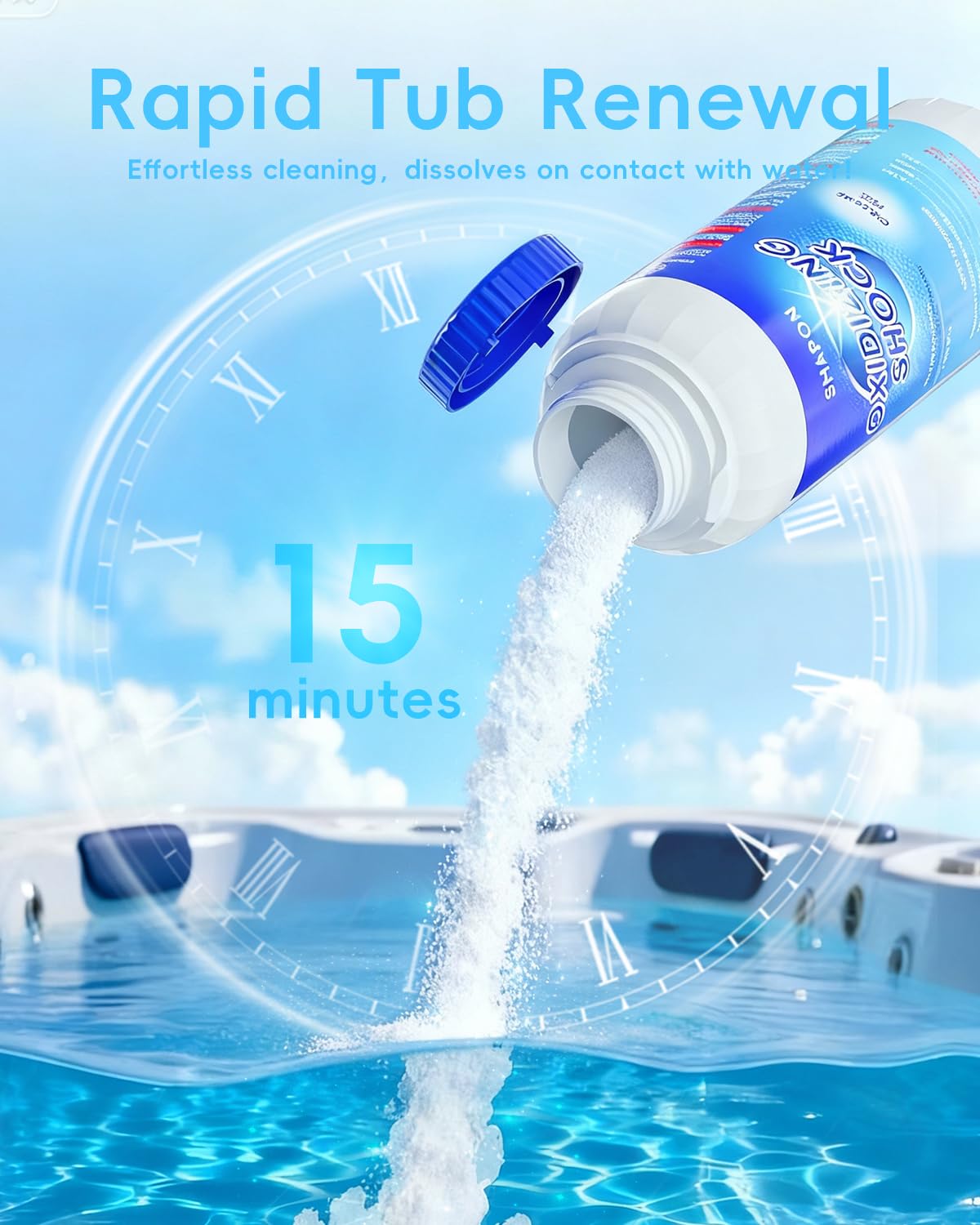 SHAPON water clarity after shock application in a tub
