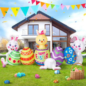 Shappy Easter bunny with eggs inflatable yard decor for festive curb appeal