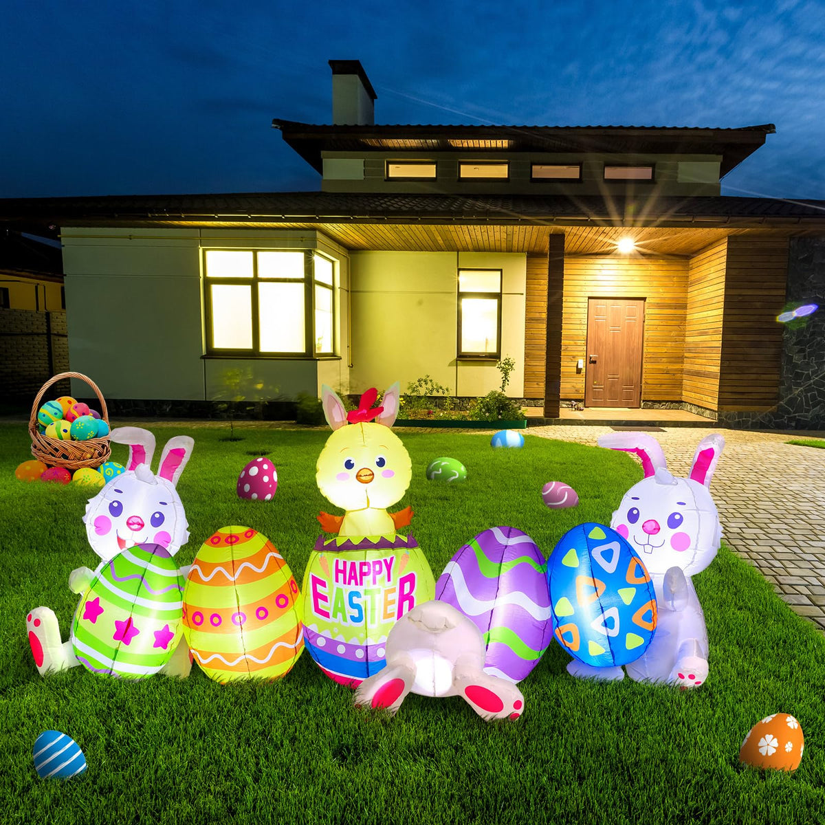 Shappy Easter bunny inflatable package includes blower and power adapter