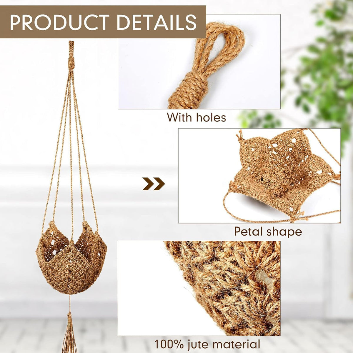 Mid-basket length around seven inches provides balanced display for small to medium pots.