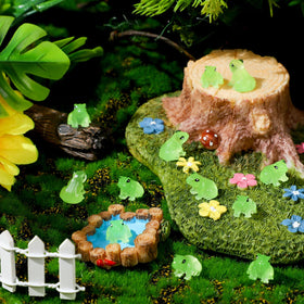 Shappy mini frogs glow in the dark for magical night garden accents.