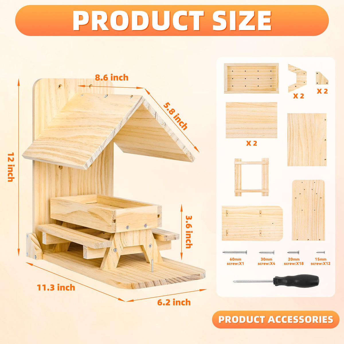 Sharmila Squirrel Feeder large platform with drainage for fresh, dry food outdoors