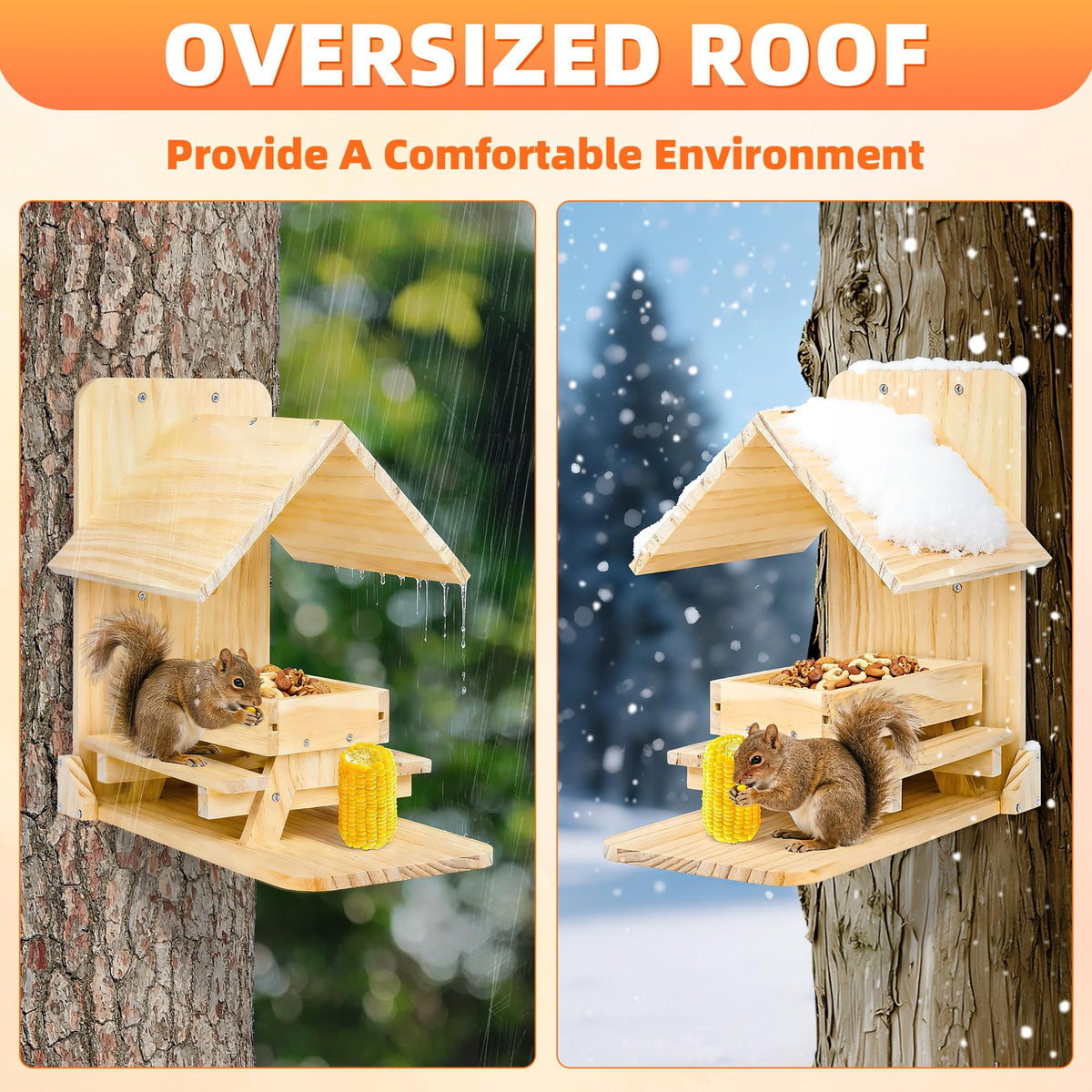 Sharmila Squirrel Feeder natural untreated pine wood design for wildlife feeding