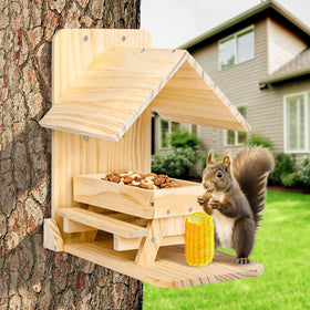 Sharmila Squirrel Feeder roof close-up showing weather protection for outdoor visitors