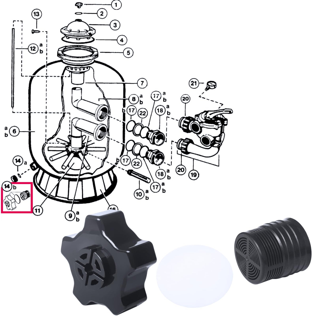Sharutia SX180LA drain cap on Hayward S220T for durable outdoor reliability.