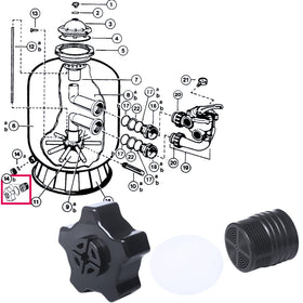 Sharutia SX180LA drain cap on Hayward S220T for durable outdoor reliability.