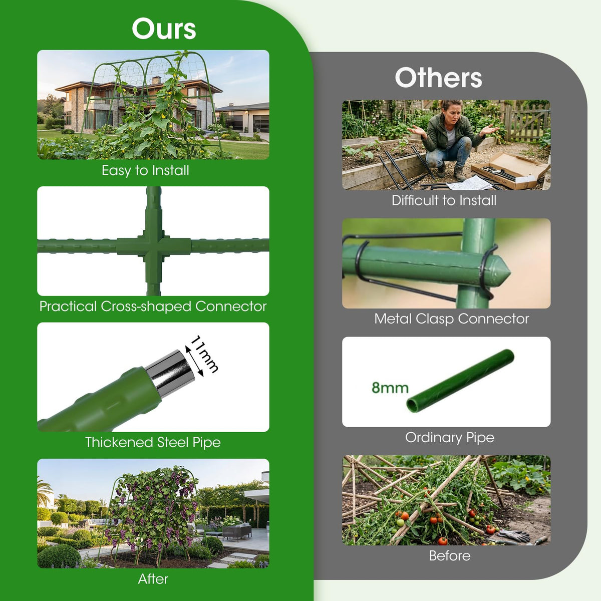 SHCCPPJ multi-crop trellis supports peas, beans, tomatoes and more