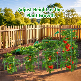 SHCCPPJ square tomato cage assembly steps show quick, secure setup.
