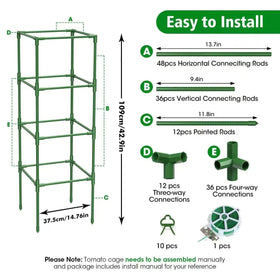 SHCCPPJ tomato cage with climbing plants in a raised bed.