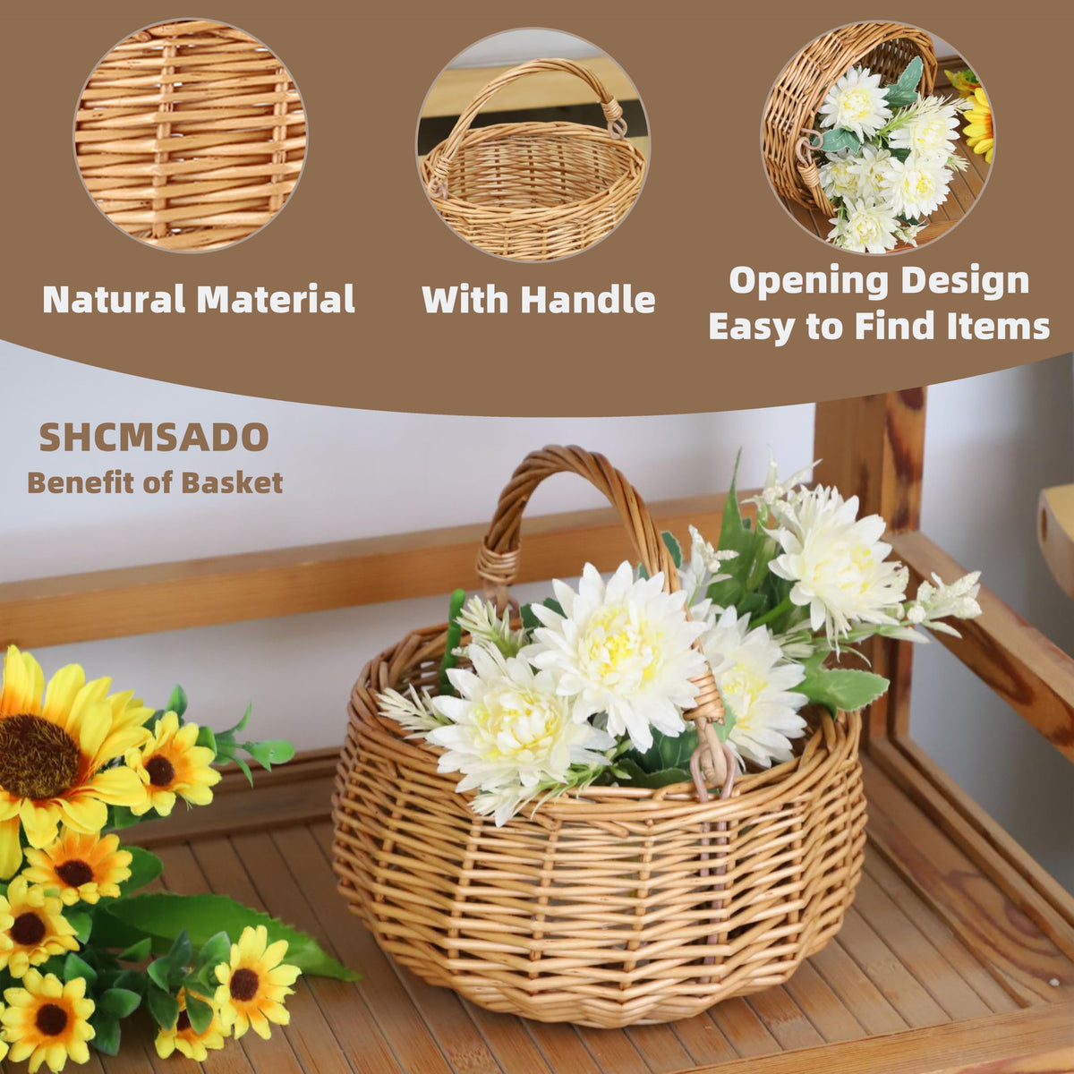 SHCMSADO willow flower girl basket ideal for weddings and decor