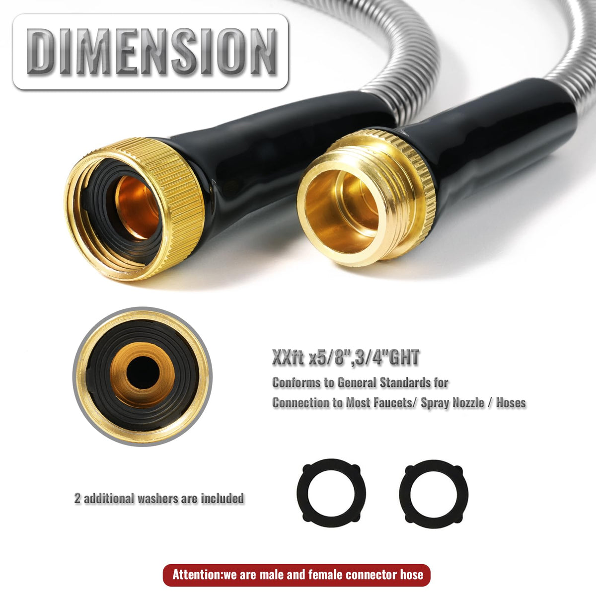 SheeChung 304 stainless steel garden hose for durable outdoor use.