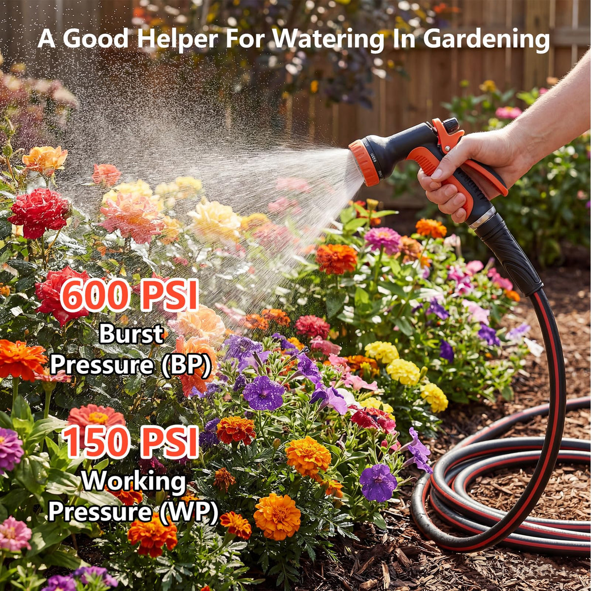 SheeChung all-weather hose stays flexible from -40°F to 140°F for year-round use.