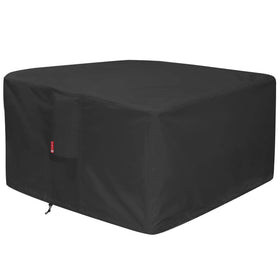 SheeChung 44-inch square fire pit cover on patio protects from rain.