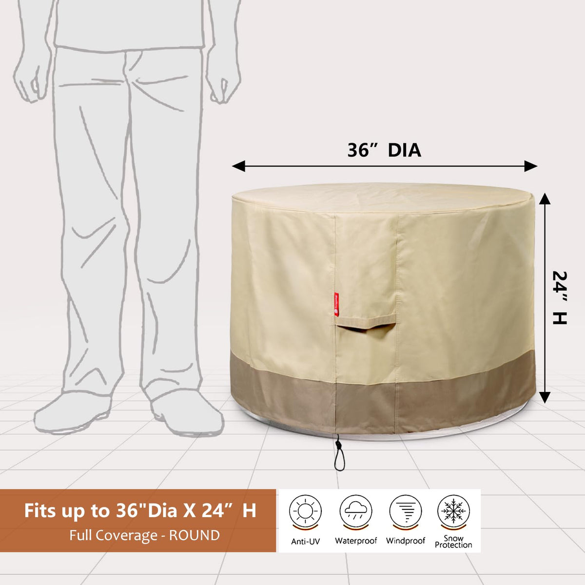 SheeChung adjustable-drawstring seal provides a secure fit in windy outdoor spaces.