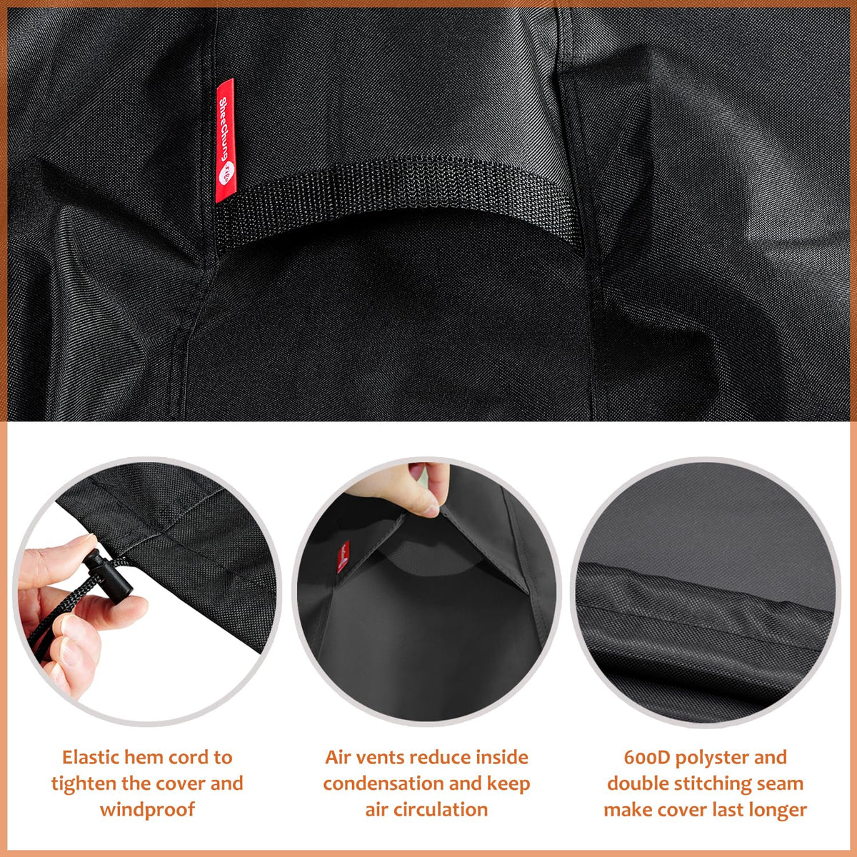 SheeChung fire pit cover adjustable drawstring ensures wind-resistant secure fit.