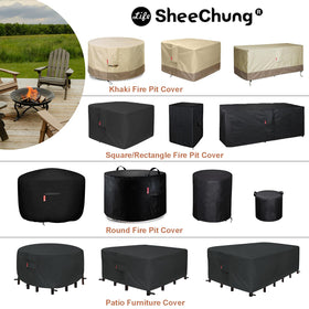 SheeChung square fire pit cover double-stitched seam shows durability.
