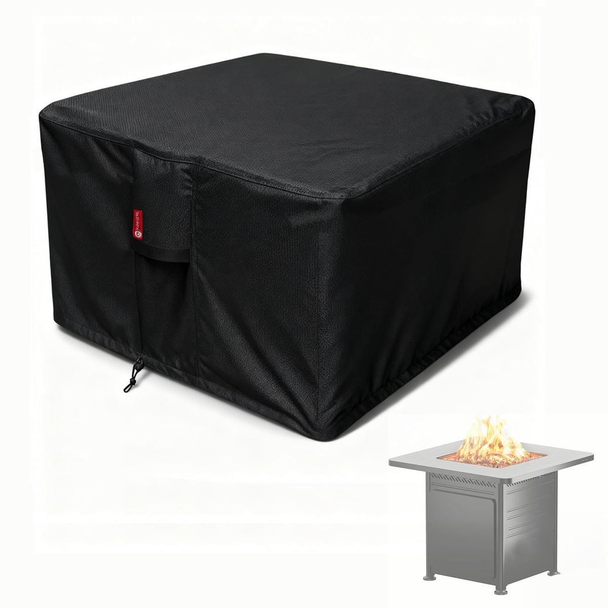 SheeChung fire pit cover square 38x38 front view protects from rain and sun.