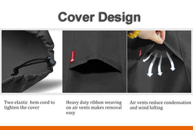 SheeChung fire pit cover square 38x38 waterproof fabric close-up shows 600D coating.