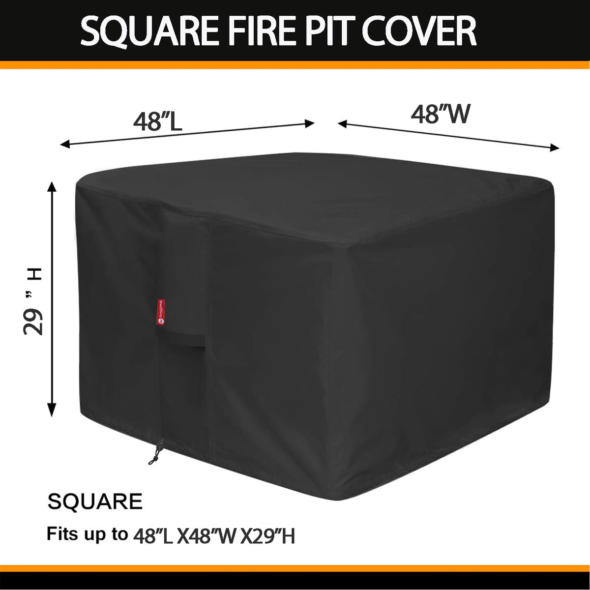 Drawstring-adjusted fit on SheeChung square fire pit cover for a custom look
