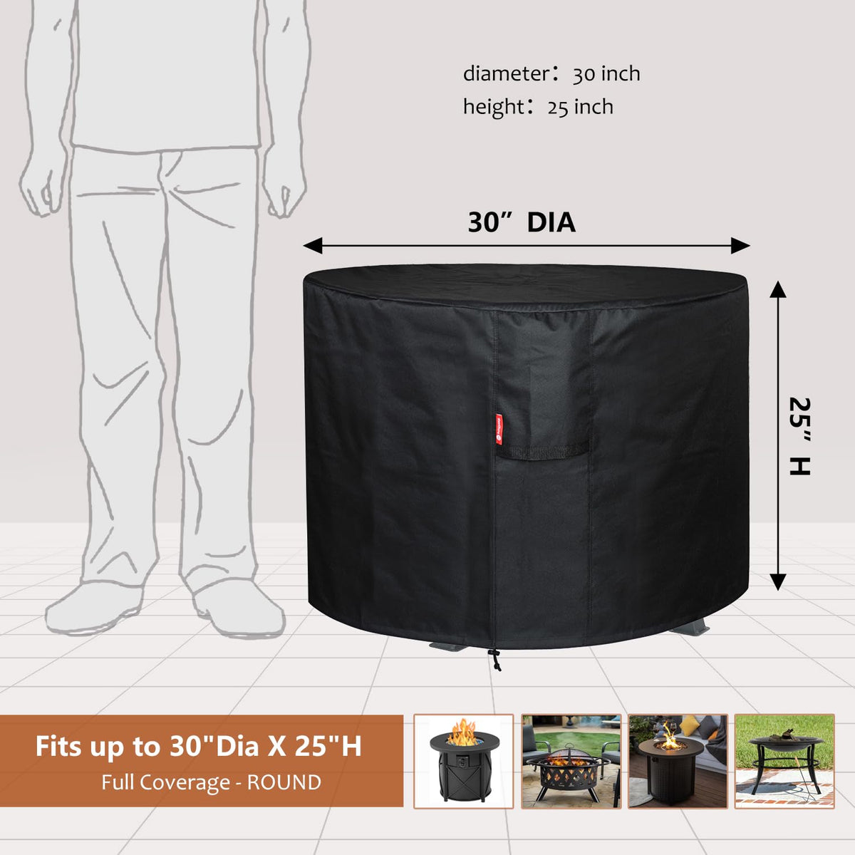 SheeChung waterproof 600D cover shields outdoor pit from moisture