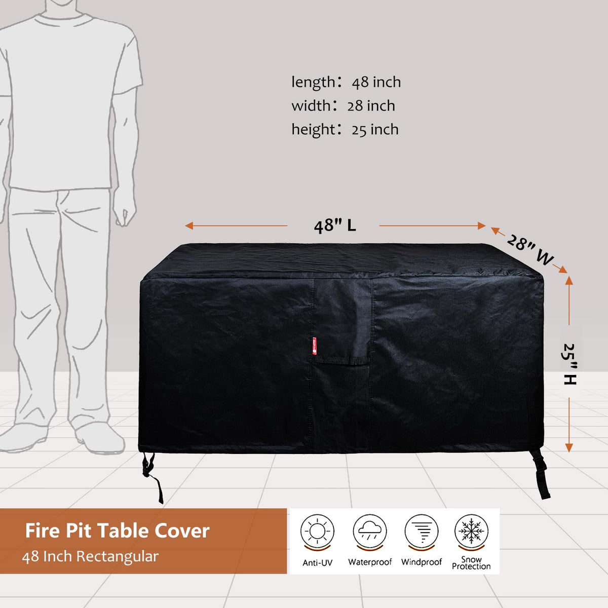 SheeChung waterproof fire pit cover shields against rain and sun.