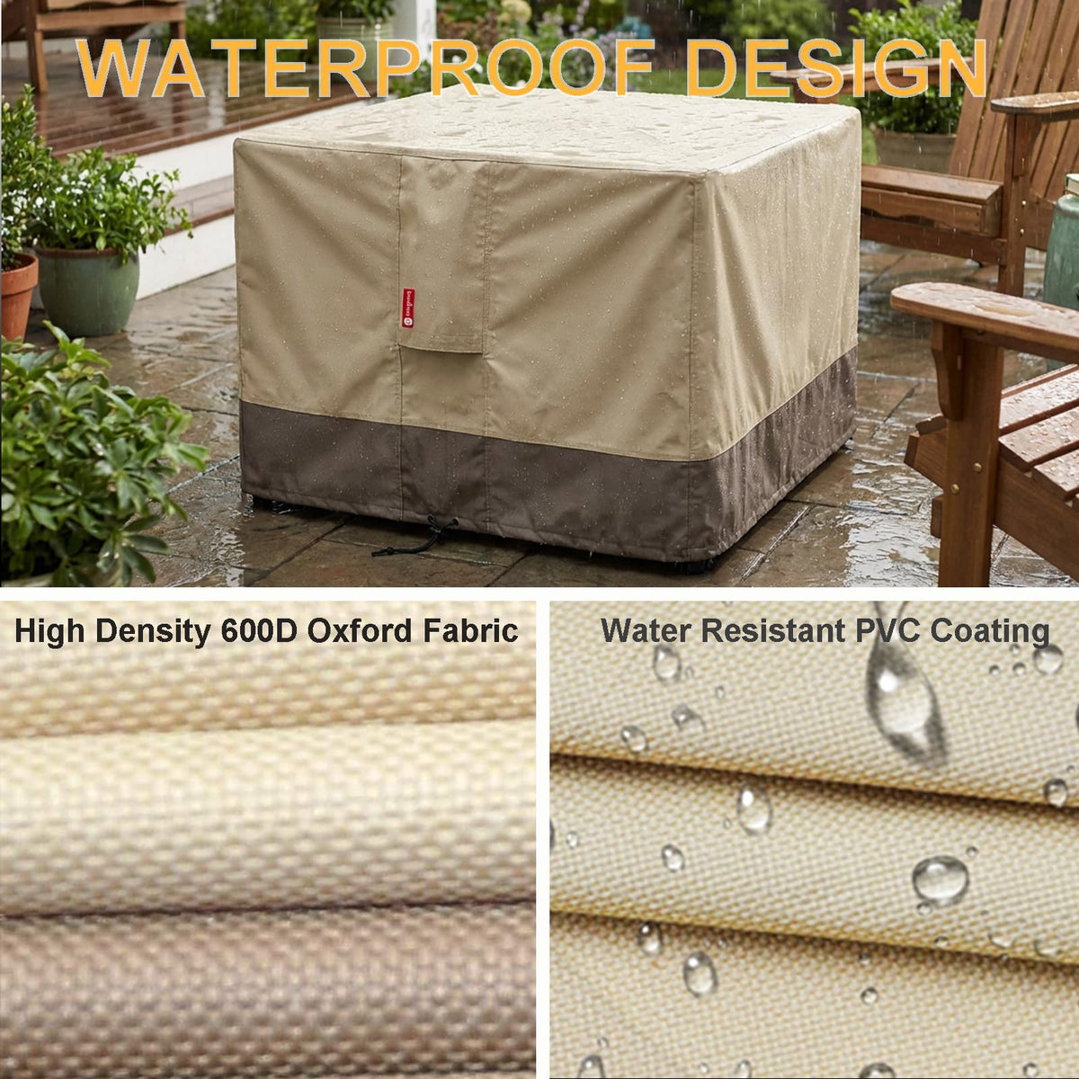 SheeChung PVC-coated cover keeps surface dry during rain and snow