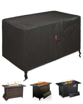 SheeChung rectangular fire pit cover close-up shows rugged 600D fabric protection.