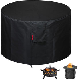 SheeChung round fire pit cover on a 30-inch pit protecting from rain