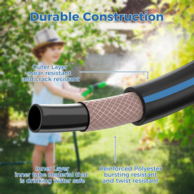 SheeChung Short Garden Hose all weather flexible build resists rain and sun.