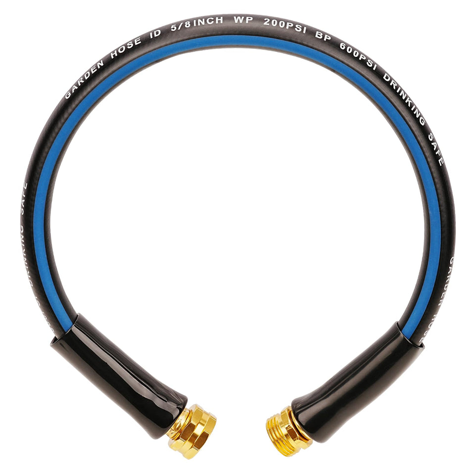 SheeChung short garden hose with connector for easy faucet hookup and leak-free flow.