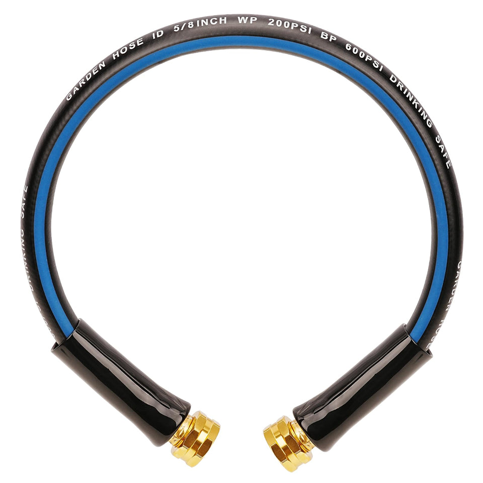 SheeChung short garden hose with female-to-female connector for leak-free fittings.